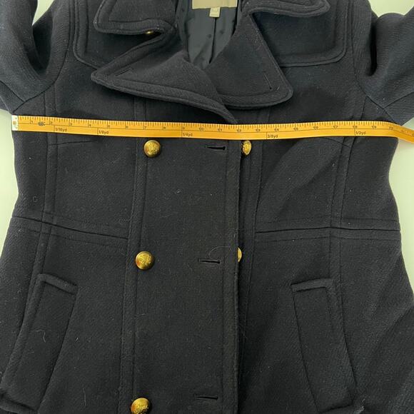 Banana Republic Navy/ Gold Button Wool Lined Winter Pea Coat- 12 - Picture 9 of 11